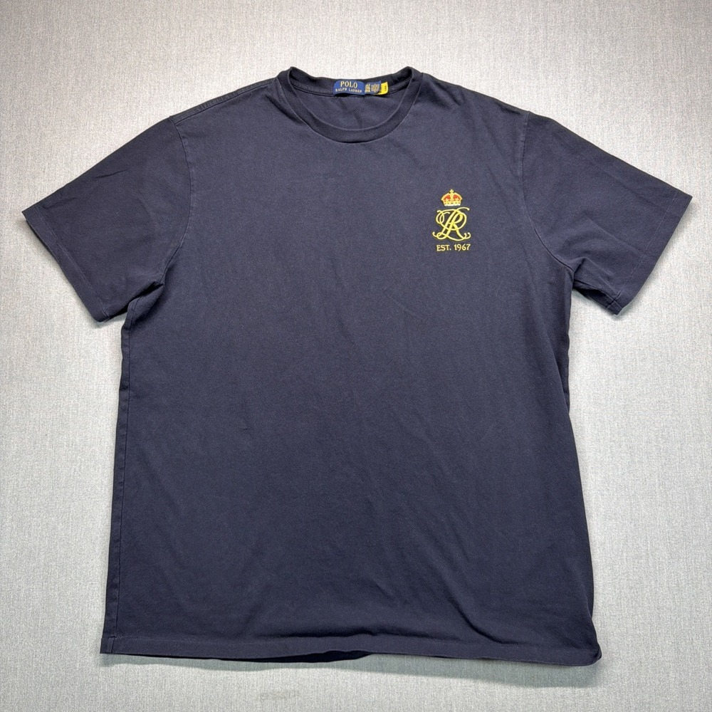 Polo Ralph Lauren Shirt Mens 2XL Tall Black Crest Logo Graphic Print Cotton